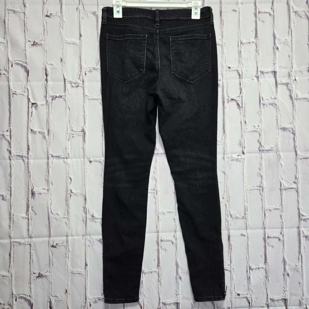 Athleta Sculptek Skinny Jeans Black Carbon Faded Ankle Zip‎ Denim Womens 6